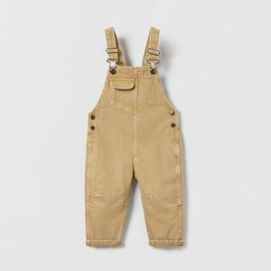Zara Kids Solid Color Denim Overalls 3-4T